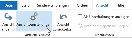 Screenshot Outlook: Ansichtseinstellungen