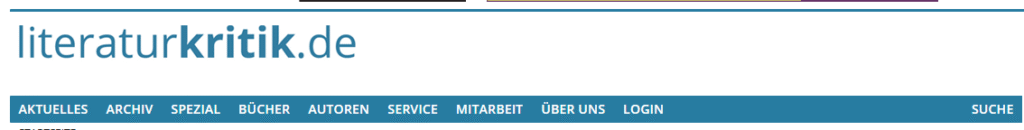 Screenshot der Navigationsleiste des Portals literaturkritik.de (https://literaturkritik.de/) (Stand 25.9.2025)